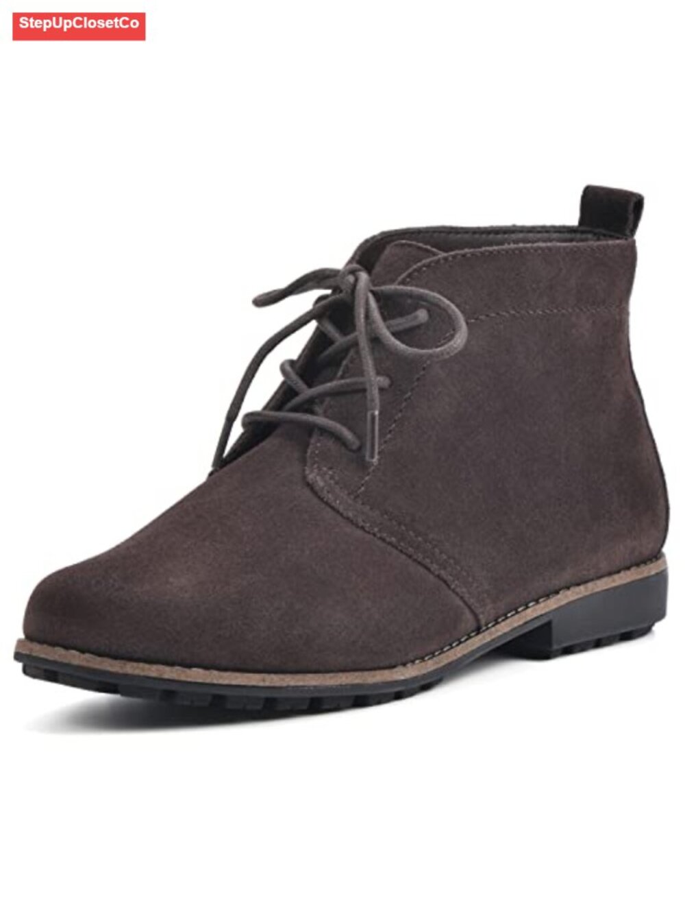 Women's Ankle Boots Leather Lace-Up Block Heel Cushioned Insole
